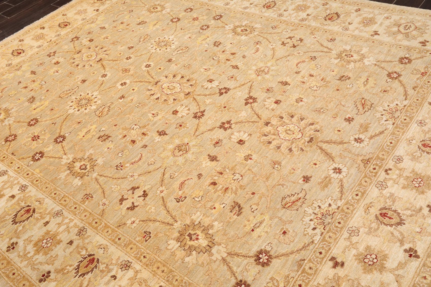 8'1" x 9'11'' Hand Knotted 100% Wool Peshawar Traditional Area Rug Gray Beige-2