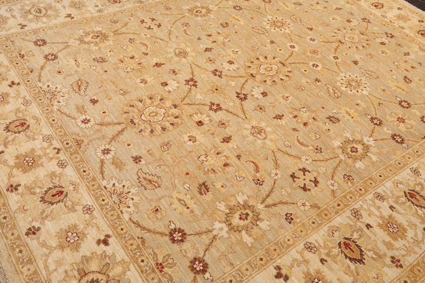 8'1" x 9'11'' Hand Knotted 100% Wool Peshawar Traditional Area Rug Gray Beige-3