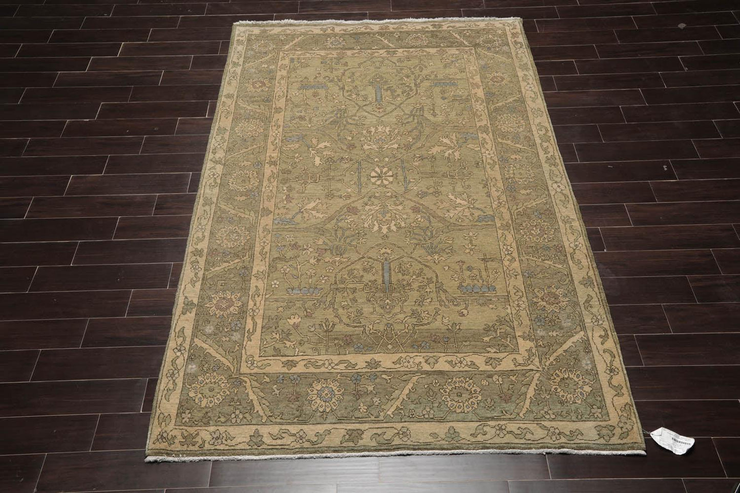 5'6" x 8'6'' Hand Knotted 100% Wool Caucasian Traditional Oriental Area Rug Champagne, Moss Color-3