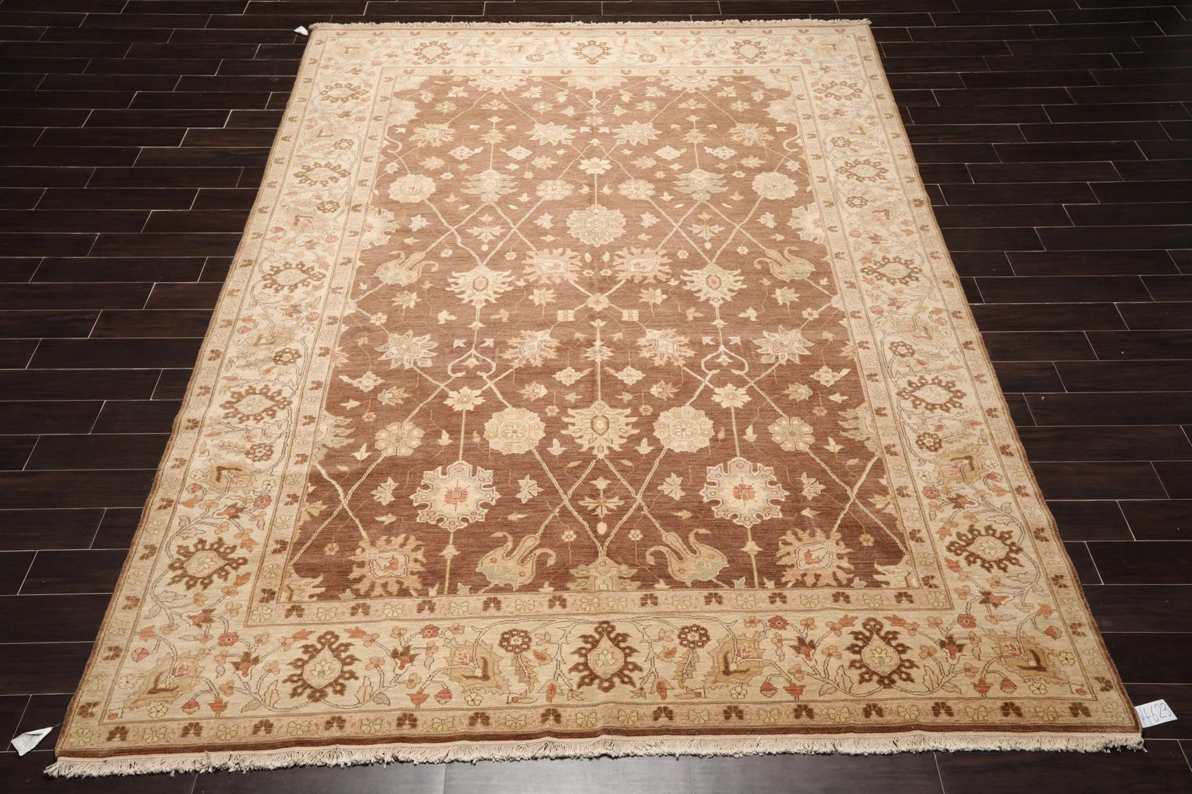 9x12 Hand Knotted 100% Wool Peshawar Traditional Oriental Area Rug Brown, Beige Color-1