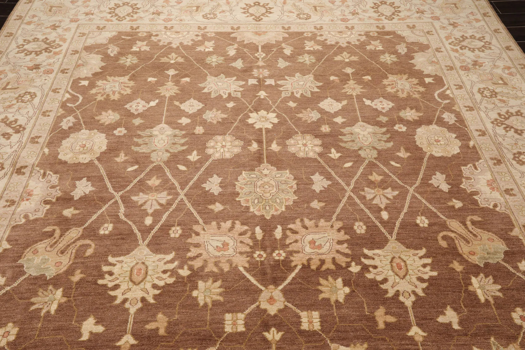 9x12 Hand Knotted 100% Wool Peshawar Traditional Oriental Area Rug Brown, Beige Color-3