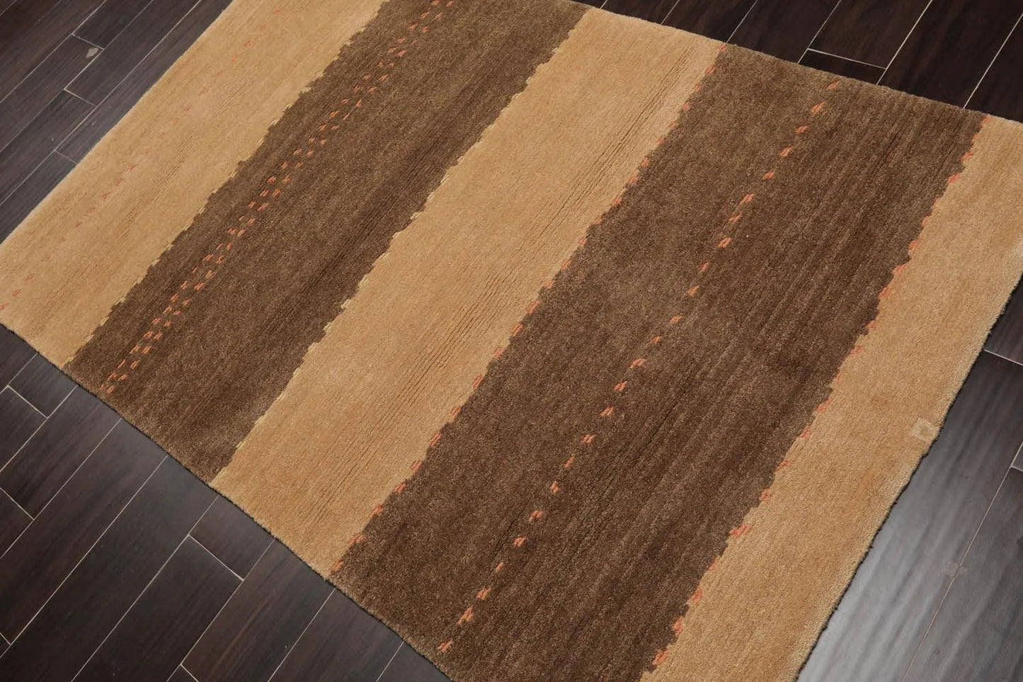 4' x 6' Hand Knotted Tibetan 100% Wool Tibetan Modern & Contemporary Oriental Area Rug Camel, Brown Color-3