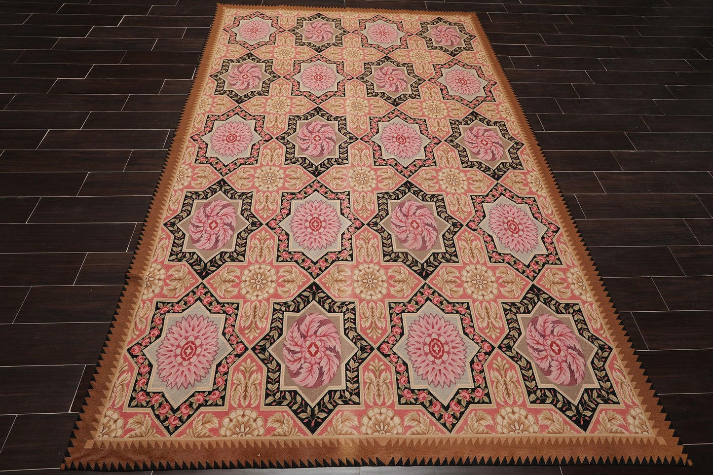 6'1" x 9'3" Hand Woven Wool Classic French Aubusson Needlepoint Area Rug Rose-1