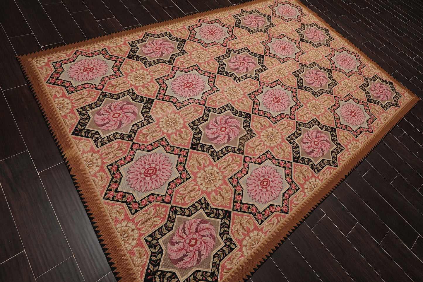6'1" x 9'3" Hand Woven Wool Classic French Aubusson Needlepoint Area Rug Rose-3