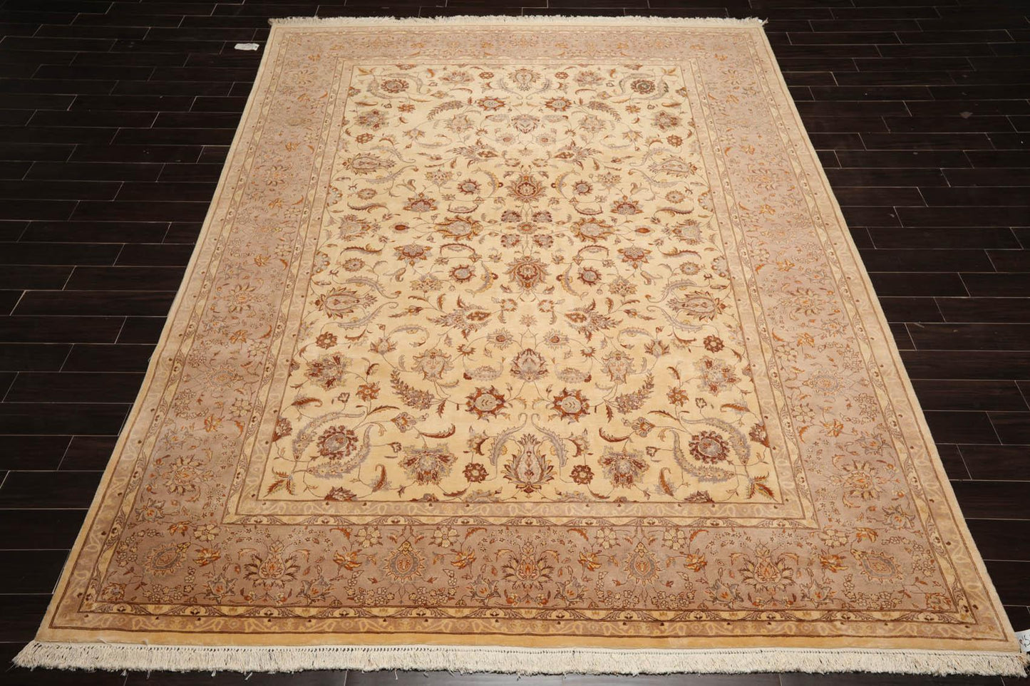 9'2"x12'4" Hand Knotted Wool 16/18 Pak Persian 300 KPSI Oriental Area Rug Ivory-1