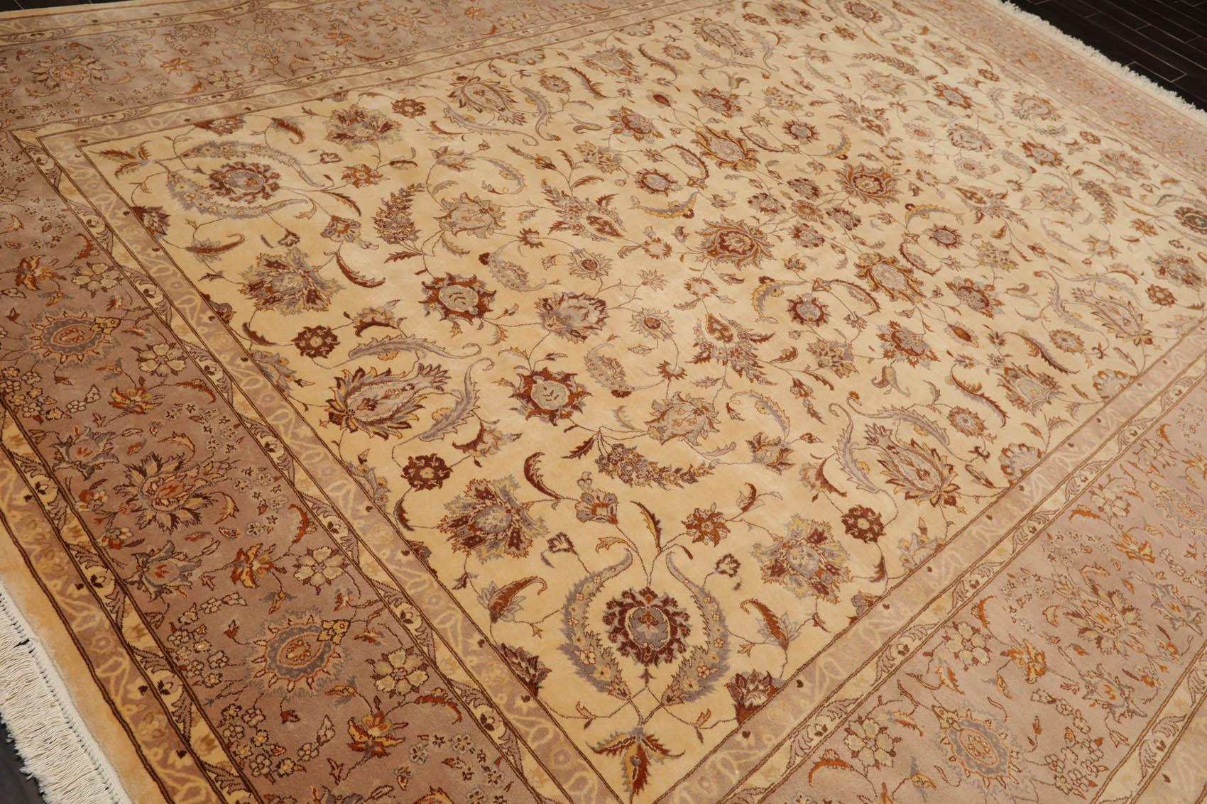 9'2"x12'4" Hand Knotted Wool 16/18 Pak Persian 300 KPSI Oriental Area Rug Ivory-3