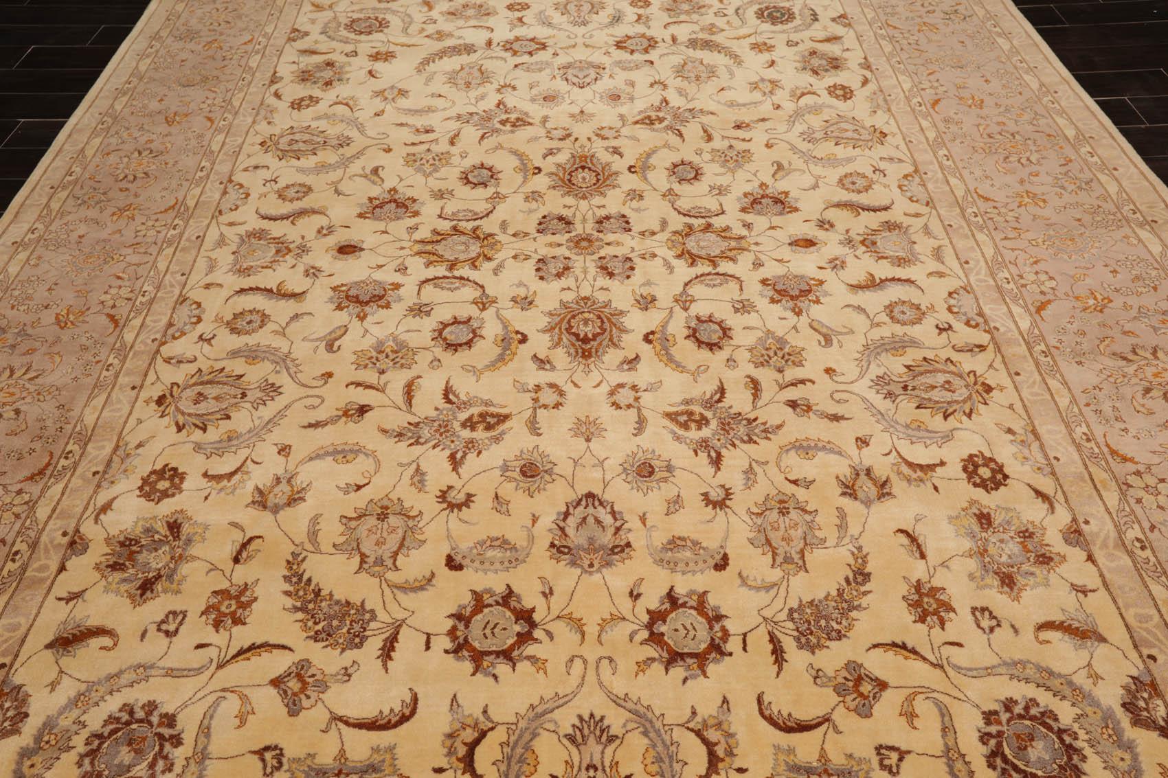 9'2"x12'4" Hand Knotted Wool 16/18 Pak Persian 300 KPSI Oriental Area Rug Ivory-4