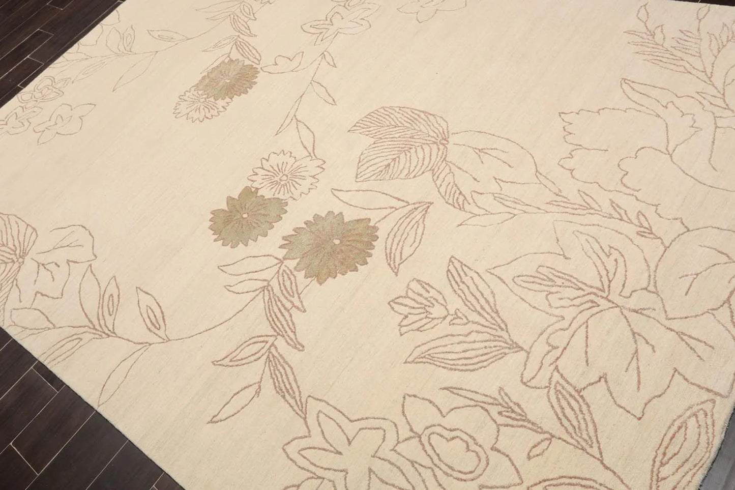 6' x 9' Hand Knotted Tamarian 100% Wool Tibetan Transitional Oriental Area Rug Ivory, Olive Green Color-3