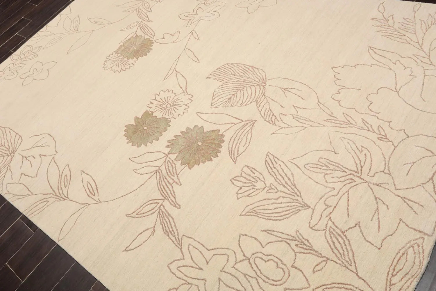 6' x 9' Hand Knotted Tamarian 100% Wool Tibetan Transitional Oriental Area Rug Ivory, Olive Green Color-3