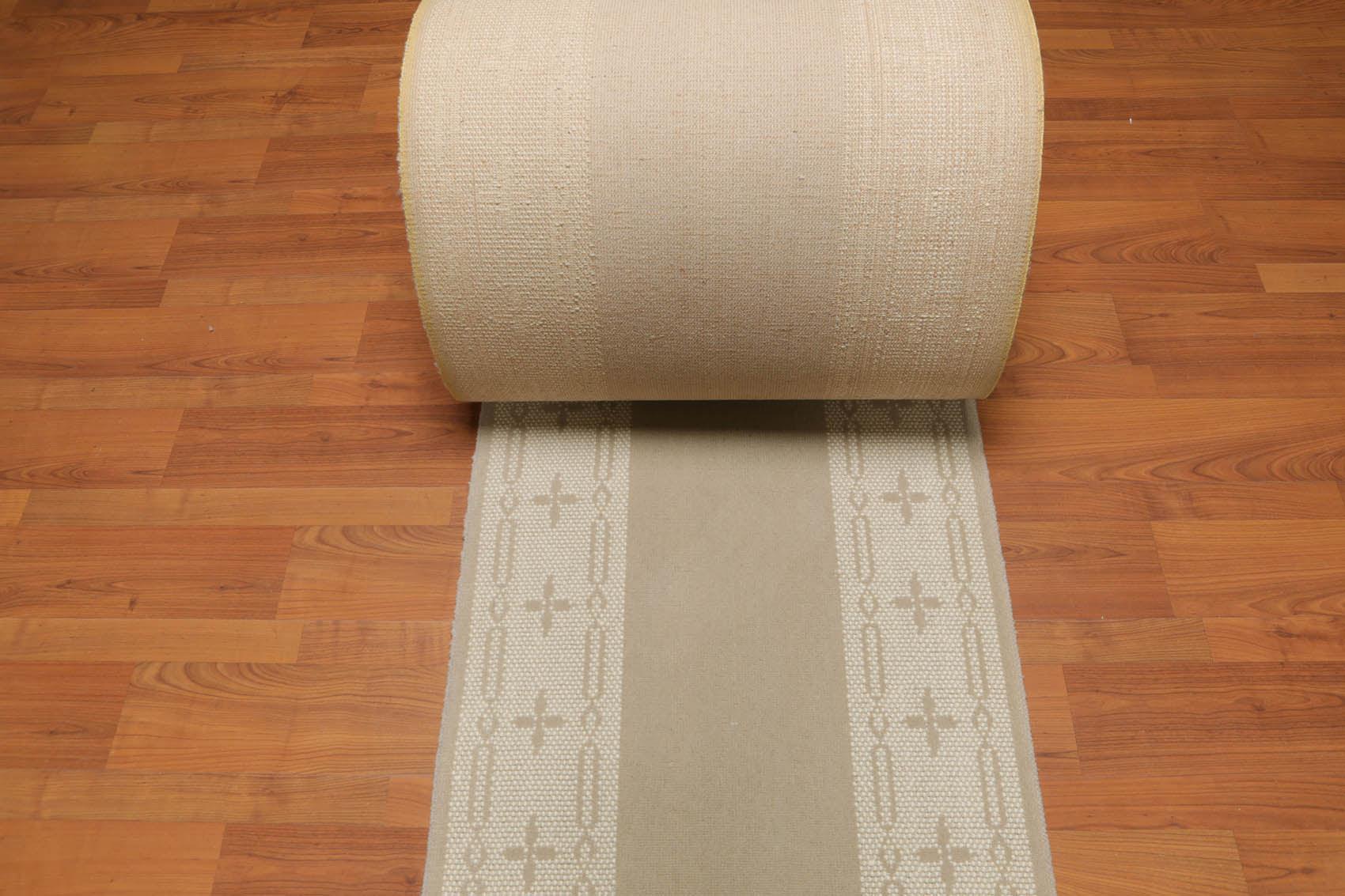 2'4" x 80' Art and Deco Style 100% Wool Oriental Area Rug XLL Runner Taupe-1