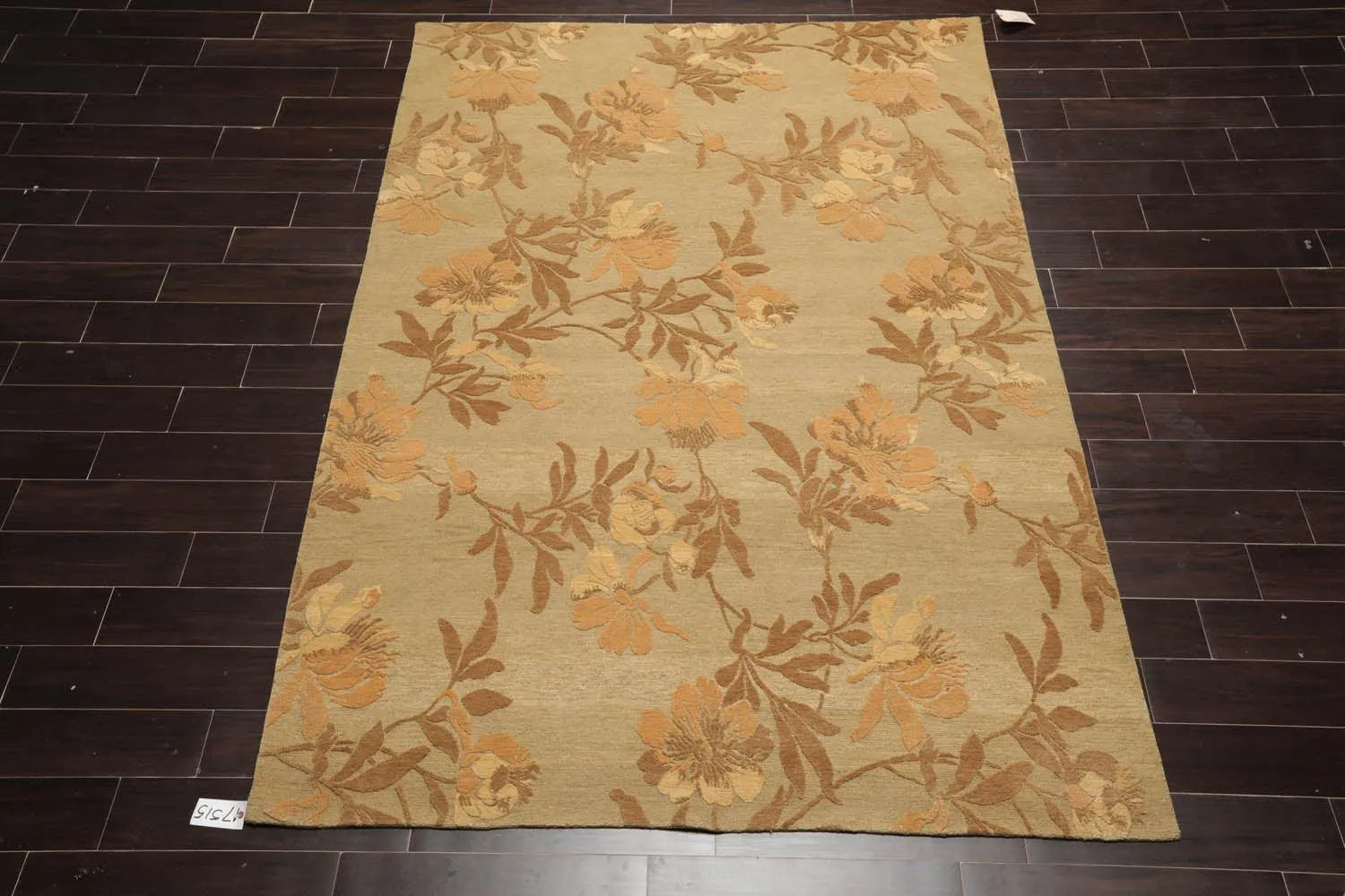 6' x 9' Hand Knotted Tamarian 100% Wool Tibetan Transitional Oriental Area Rug Olive, Brown Color-2