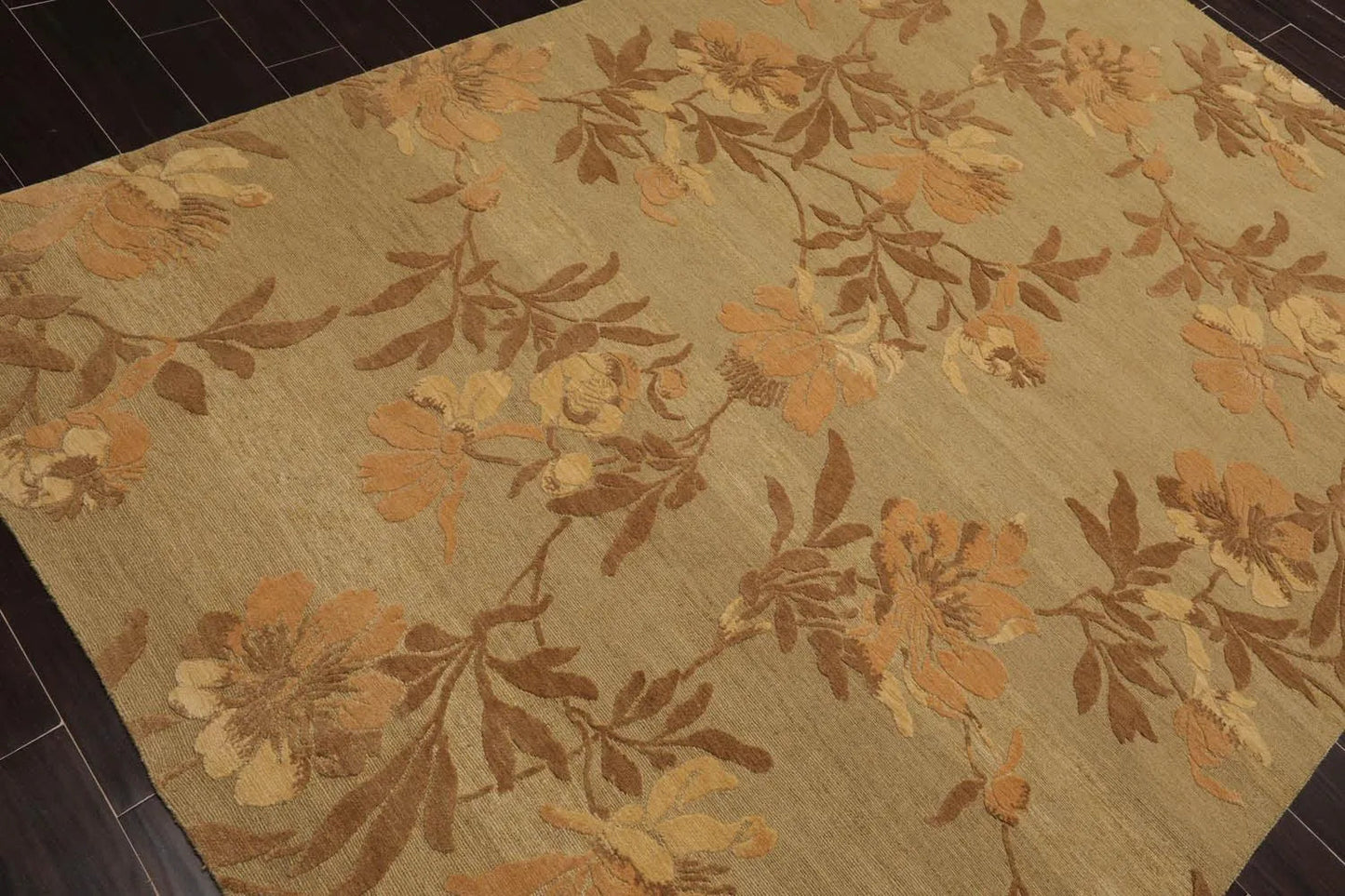 6' x 9' Hand Knotted Tamarian 100% Wool Tibetan Transitional Oriental Area Rug Olive, Brown Color-4