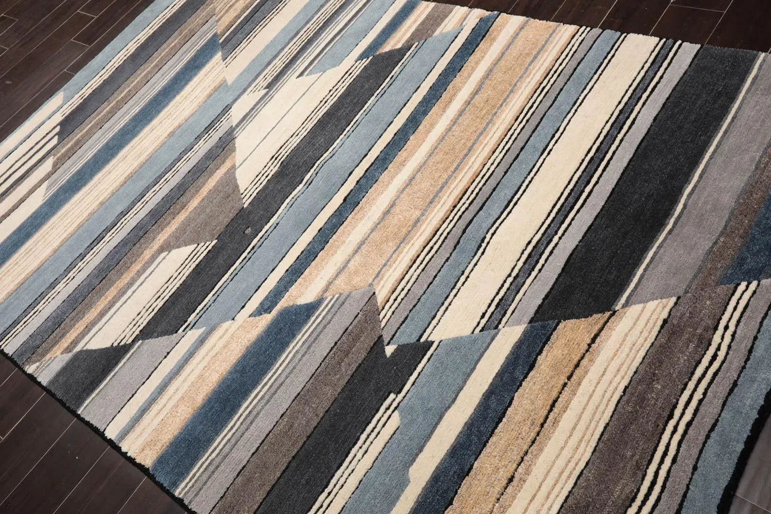 5'6''x8'6'' Hand Knotted Tibetan 100% Wool Tibetan Modern & Contemporary Oriental Area Rug Ivory, Gray Color-3