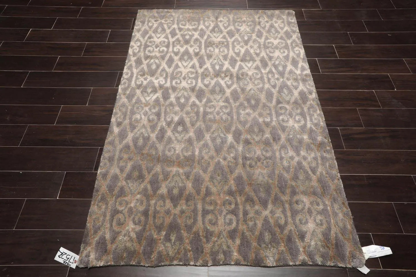 4'1''x6'1'' Hand Knotted 100% Wool Kalaty Traditional Oriental Area Rug Gray, Beige Color-1