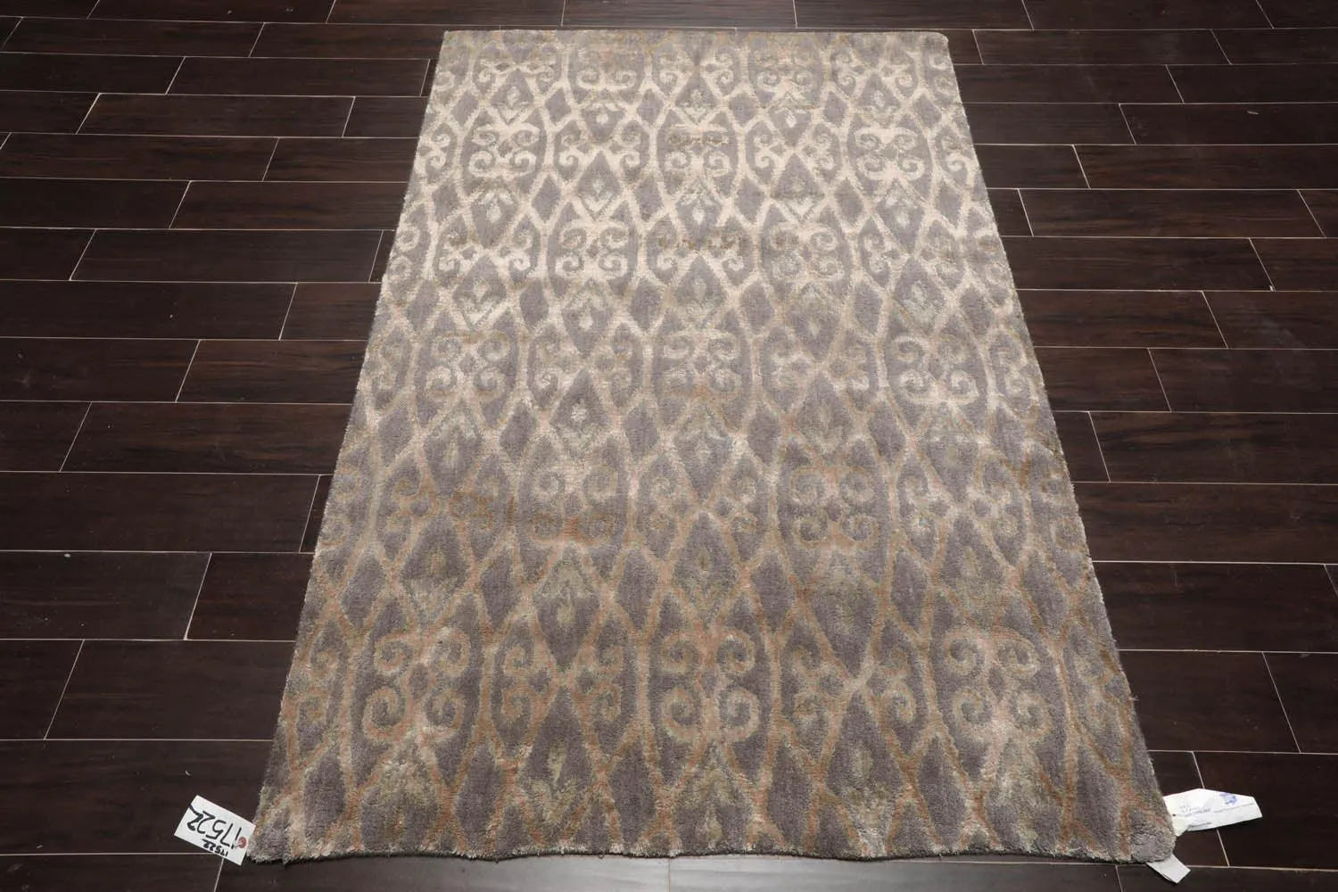 4'1''x6'1'' Hand Knotted 100% Wool Kalaty Traditional Oriental Area Rug Gray, Beige Color-1