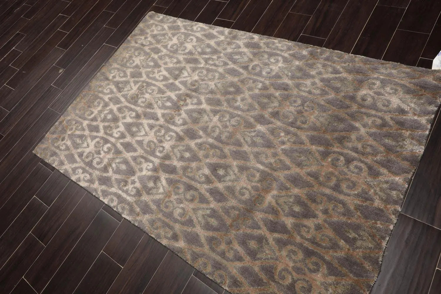 4'1''x6'1'' Hand Knotted 100% Wool Kalaty Traditional Oriental Area Rug Gray, Beige Color-2
