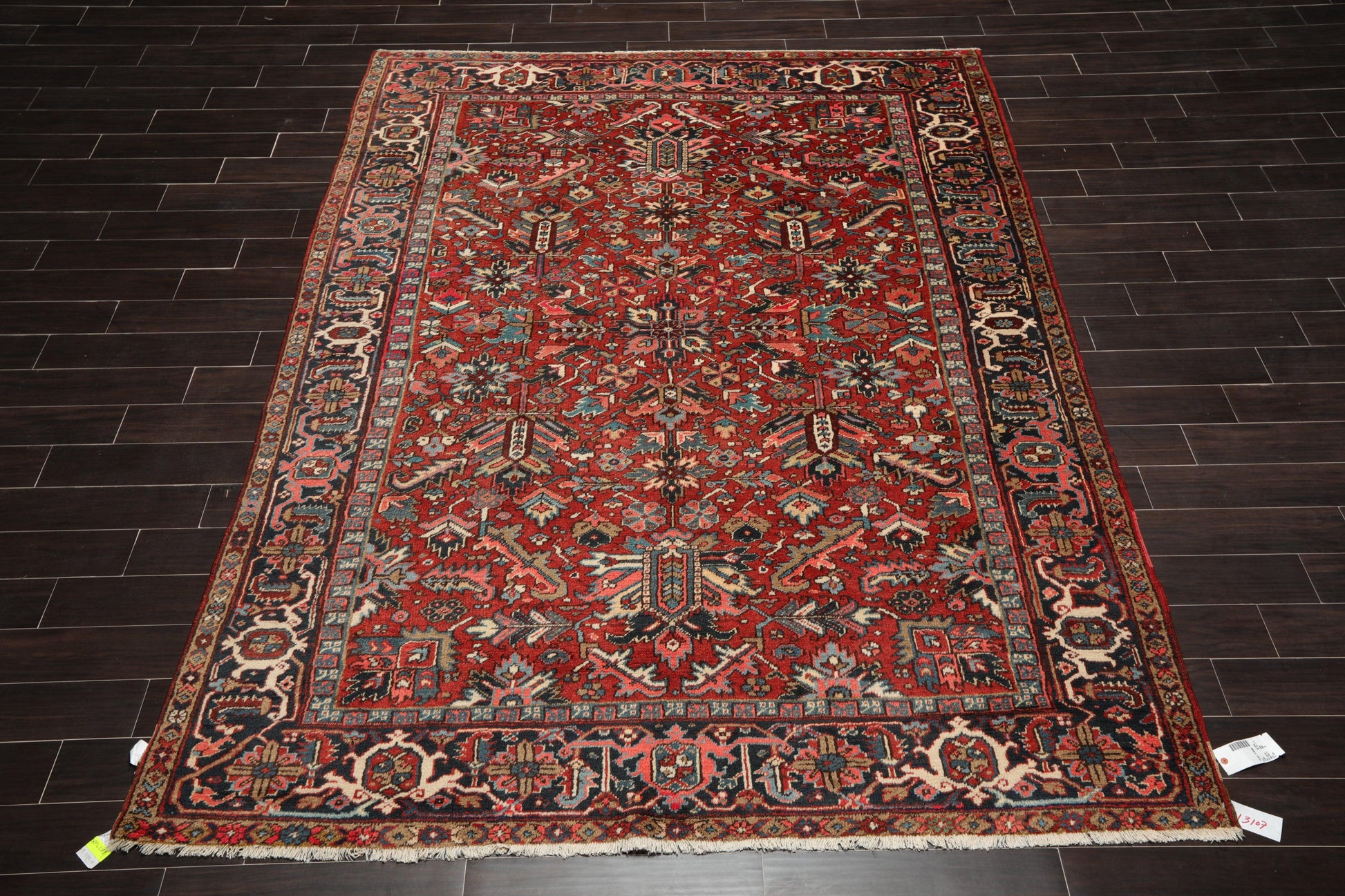 7'6"x 10'3" Hand knotted Antique Traditional Wool Oriental Area Rug Orangy Red-3