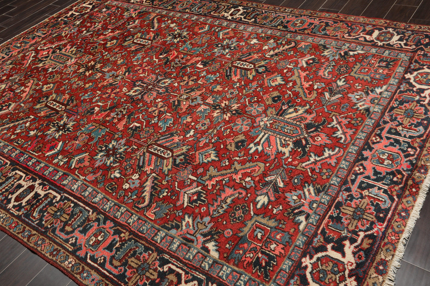 7'6"x 10'3" Hand knotted Antique Traditional Wool Oriental Area Rug Orangy Red-4