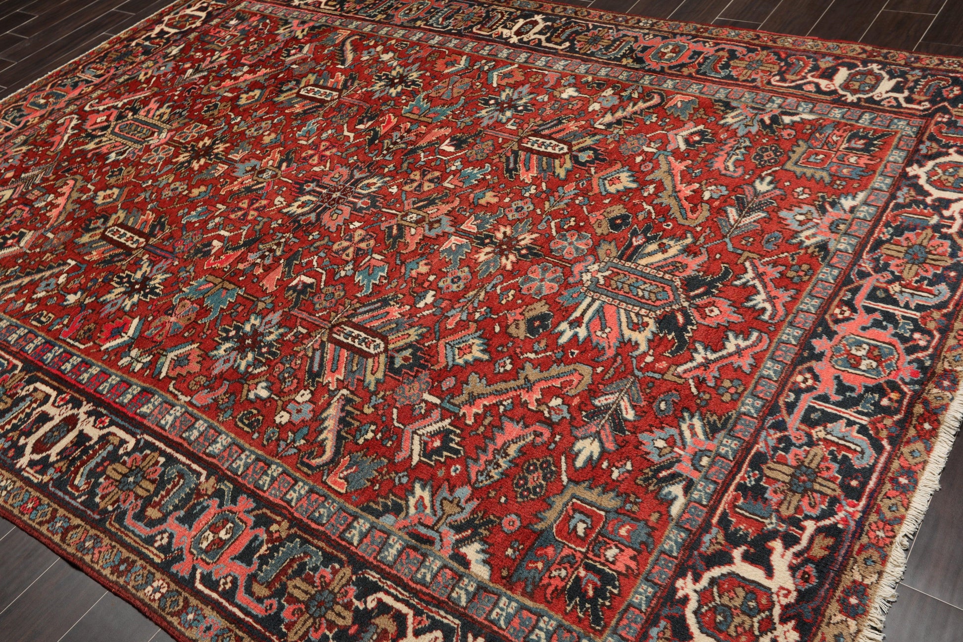 7'6"x 10'3" Hand knotted Antique Traditional Wool Oriental Area Rug Orangy Red-4