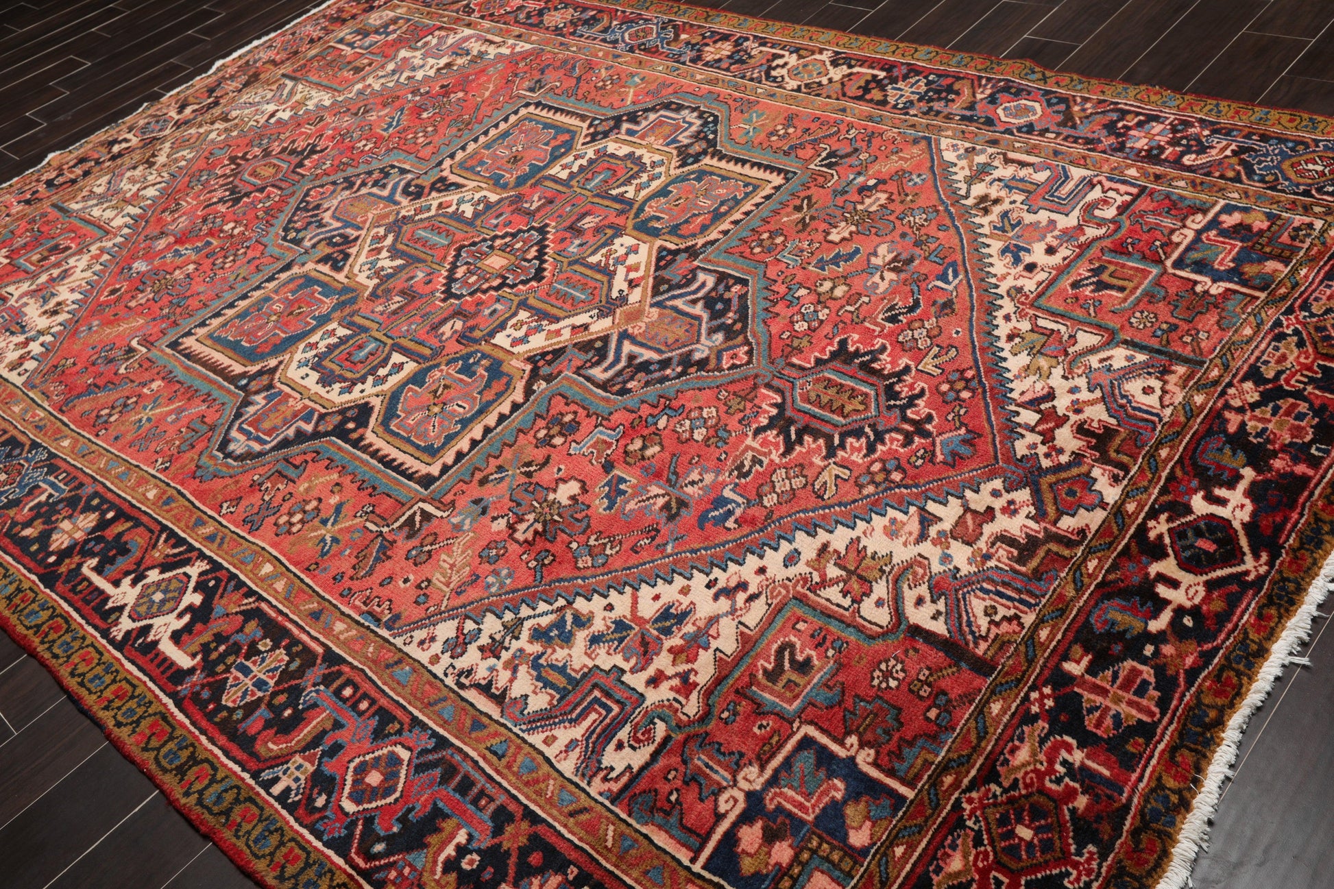 7'6" x 11'1" Early 20th century Antique Hand Knotted Wool Oriental Area Rug Apricot-4