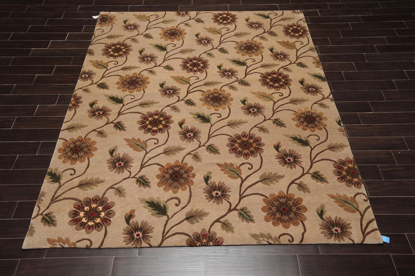 7'10" x 9'11" Hand Knotted Tibetan Wool & Silk Transitional Area Rug Tan-1