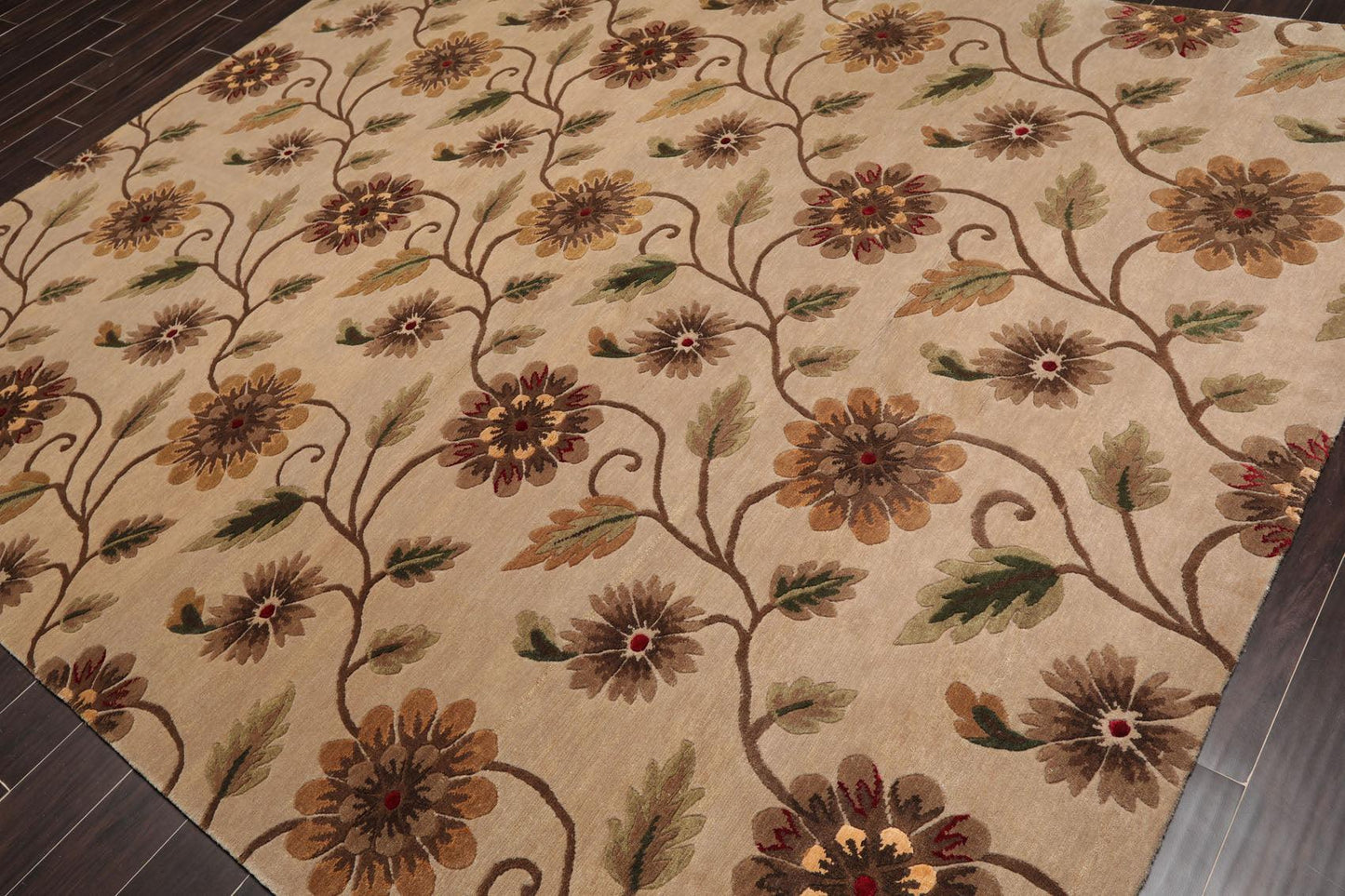 7'10" x 9'11" Hand Knotted Tibetan Wool & Silk Transitional Area Rug Tan-2
