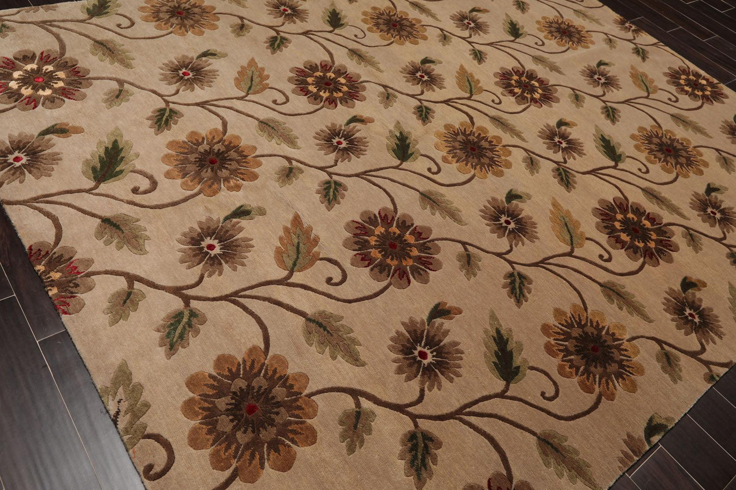7'10" x 9'11" Hand Knotted Tibetan Wool & Silk Transitional Area Rug Tan-3