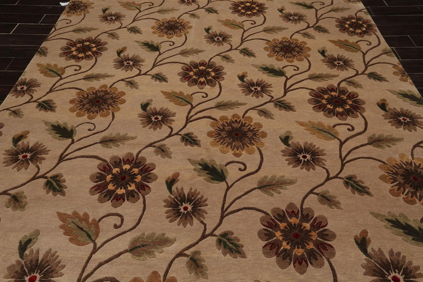 7'10" x 9'11" Hand Knotted Tibetan Wool & Silk Transitional Area Rug Tan-4