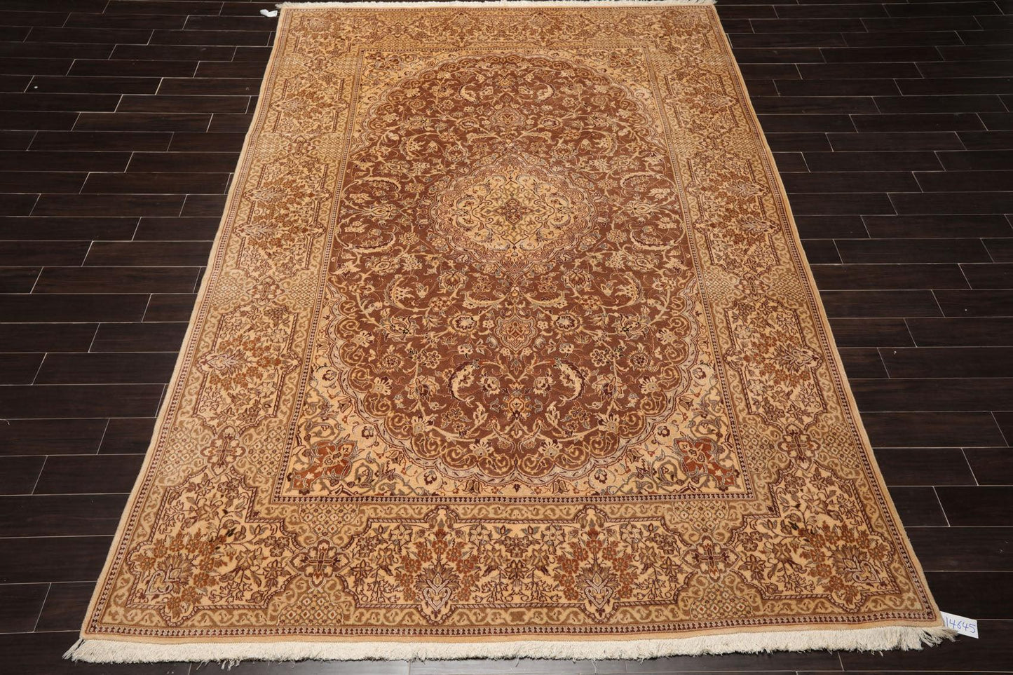 7'11" x 11'11" Hand Knotted Wool & Silk Tabrizz 250 KPSI Area Rug Brown-1