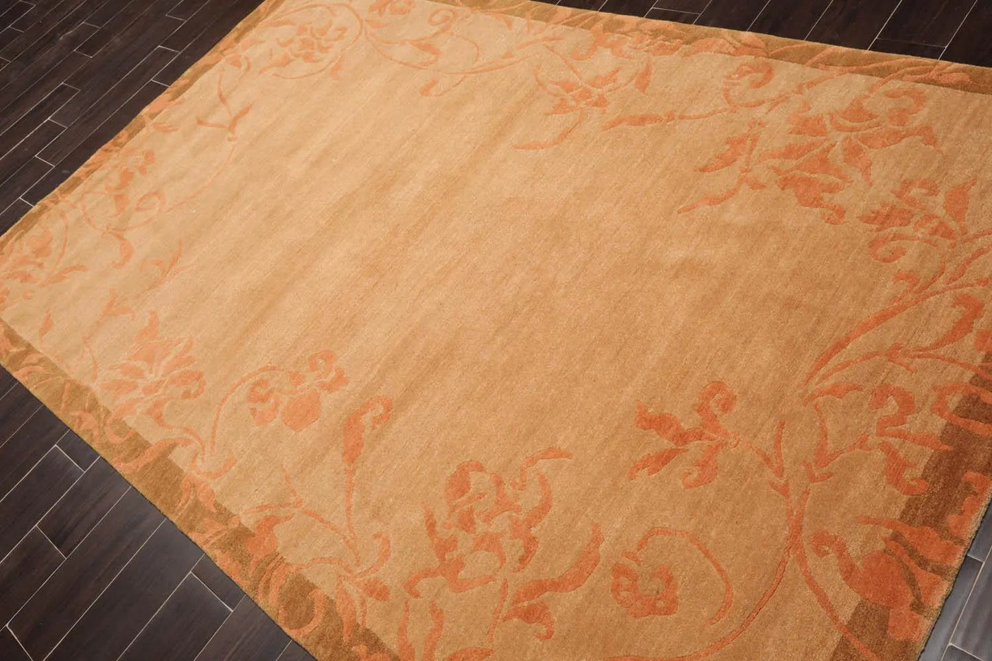 5'6''x8'6'' Hand Knotted Tibetan 100% Wool Tibetan Traditional Oriental Area Rug maple, Pale Peach Color-4