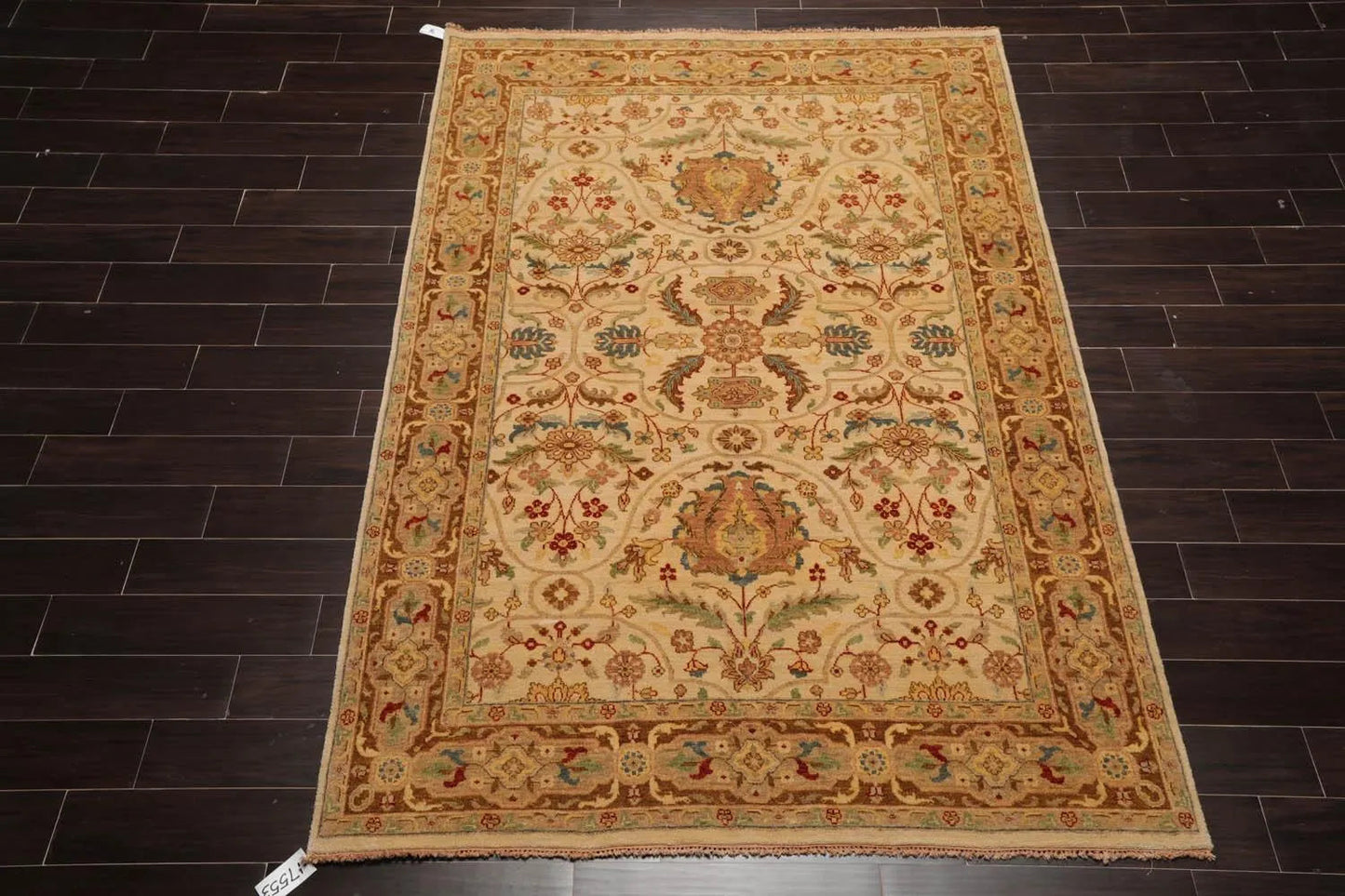 5'10''x8'7'' Hand Knotted 100% Wool Sultanabad Traditional Oriental Area Rug Beige, Brown Color-3