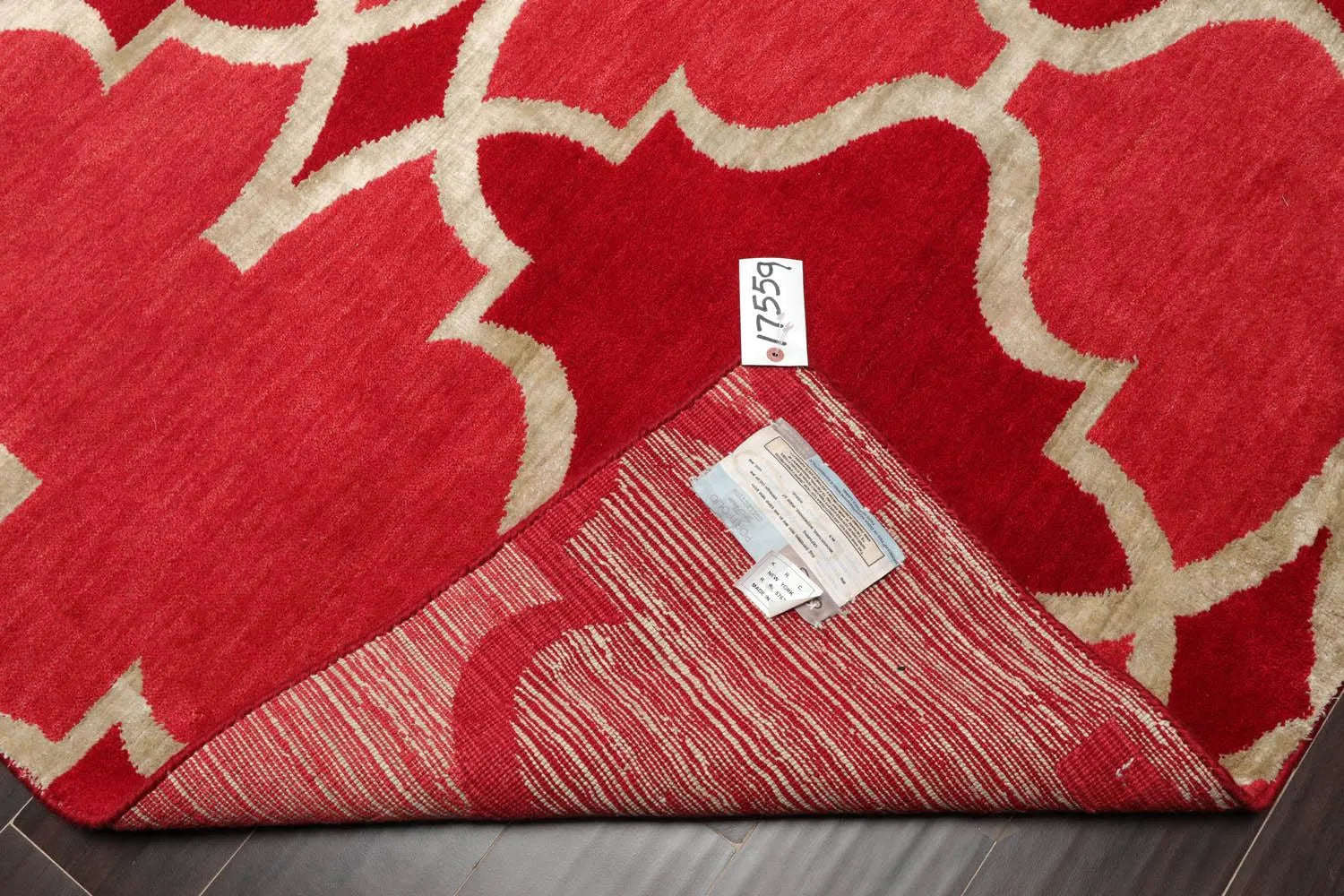 4'1''x6'1'' Hand Knotted Tibetan Wool and Bamboo Silk Kalaty Transitional  Oriental Area Rug Raspberry,Red Color-4