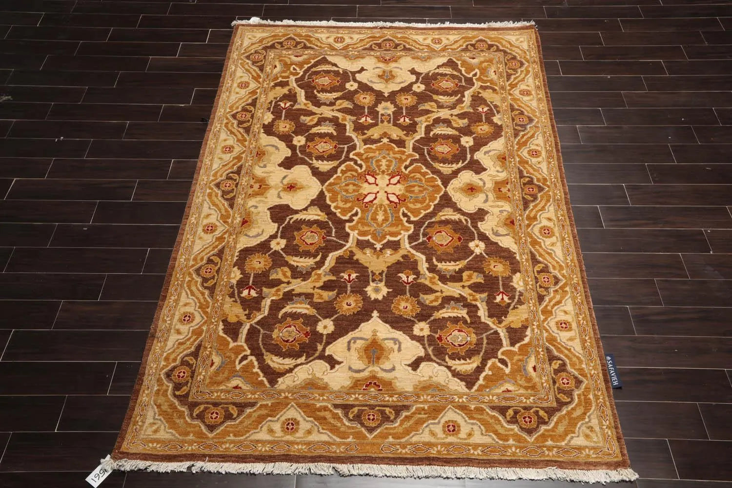 6'1''x9'3'' Hand Knotted 100% Wool Peshawar Traditional Oriental Area Rug Brown, Beige Color-3