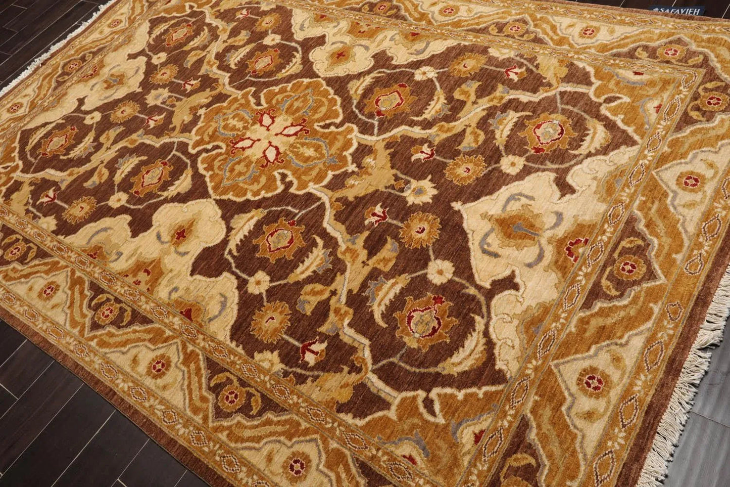 6'1''x9'3'' Hand Knotted 100% Wool Peshawar Traditional Oriental Area Rug Brown, Beige Color-4