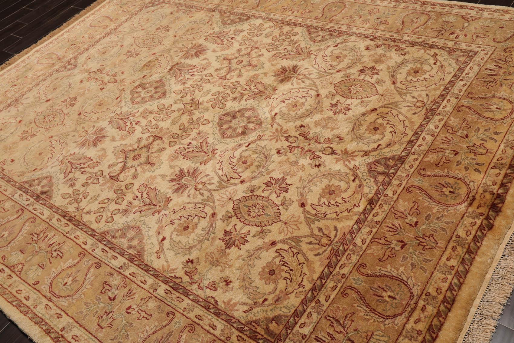 7'9" x 9'8" Hand Knotted Traditional Wool Agra Oriental Area Rug Warm Beige-2