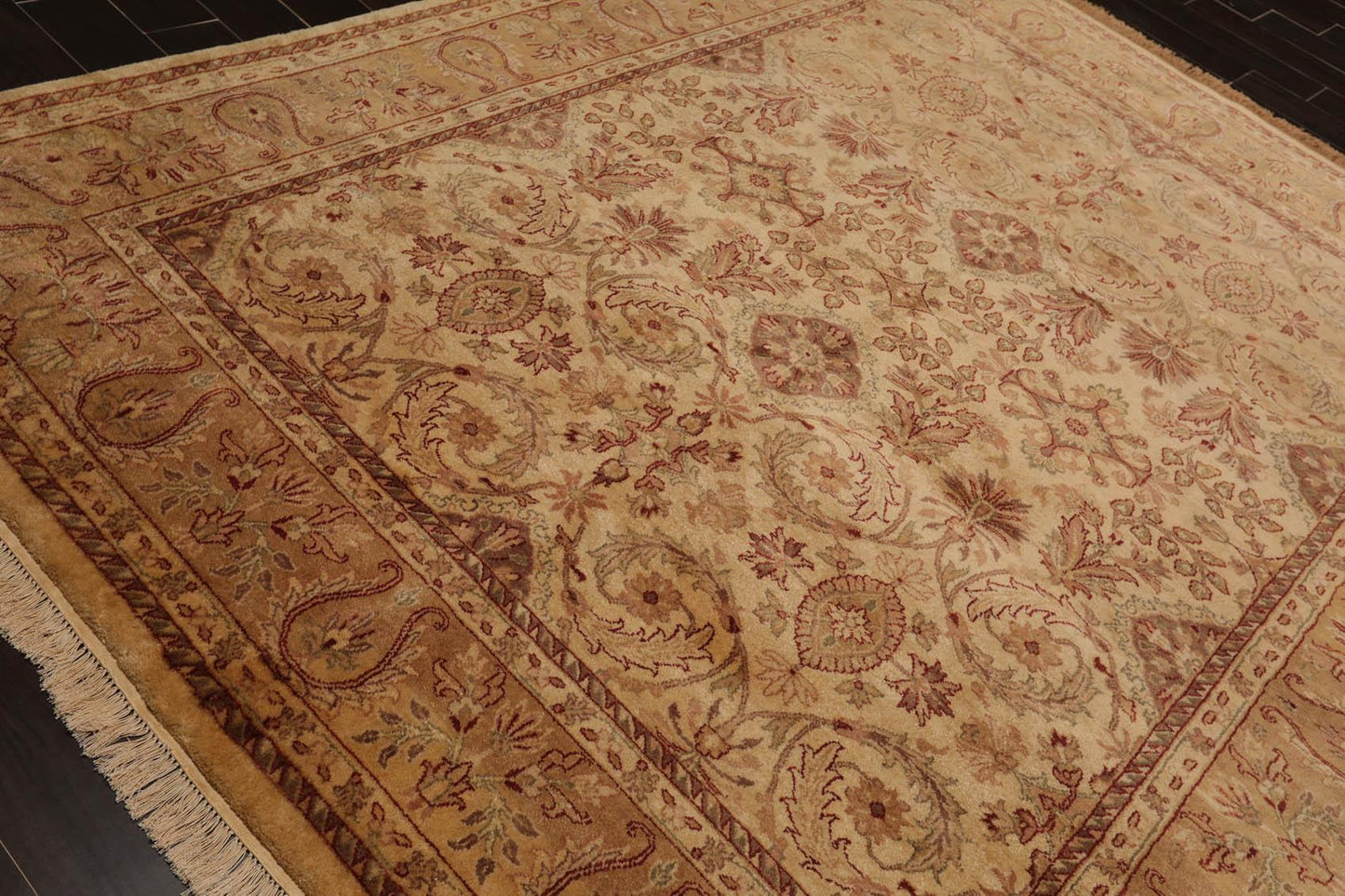 7'9" x 9'8" Hand Knotted Traditional Wool Agra Oriental Area Rug Warm Beige-3