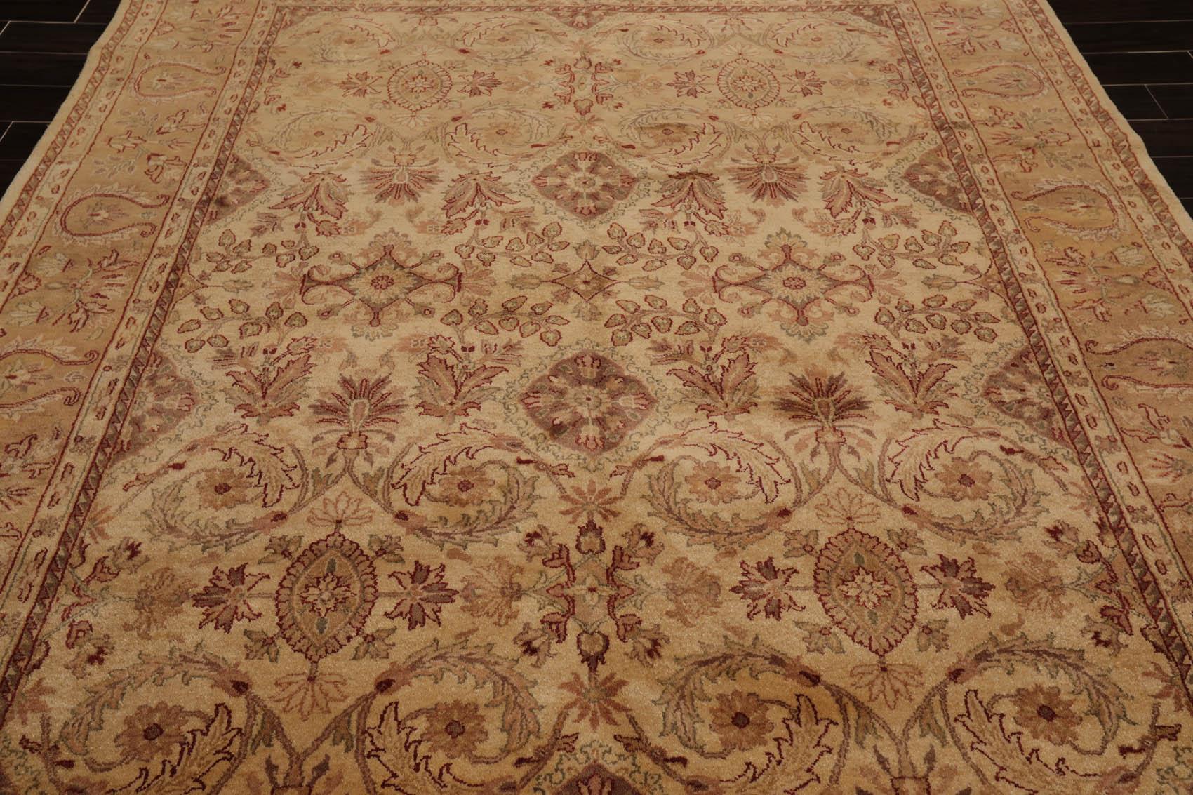7'9" x 9'8" Hand Knotted Traditional Wool Agra Oriental Area Rug Warm Beige-4