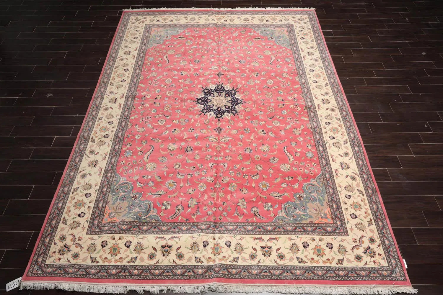 9'x13' Hand Knotted 100% Wool Nain Traditional Oriental Area Rug Raspberry, Ivory Color-3