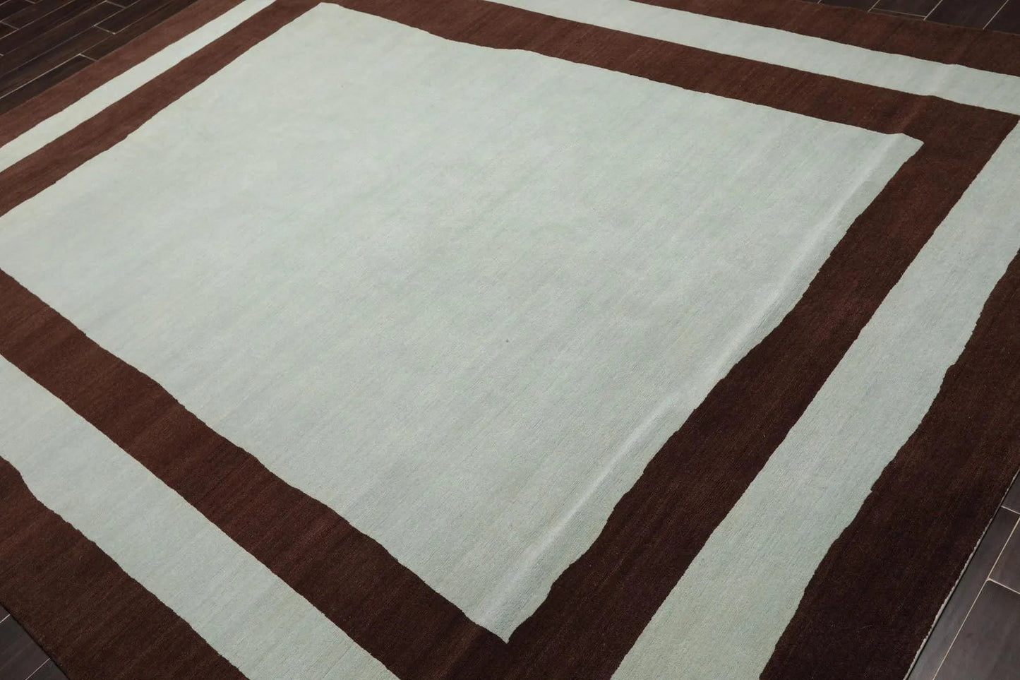 8' x 10' Hand Knotted Tibetan Wool Geometric Modern Oriental Area Rug Aqua-2