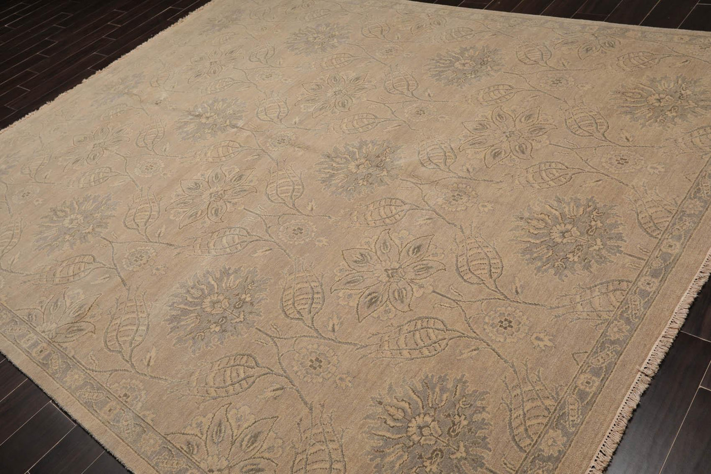 8'4" x 10'5" Hand Knotted 100% Wool Transitional Tibetan Area Rug Beige Gray-2