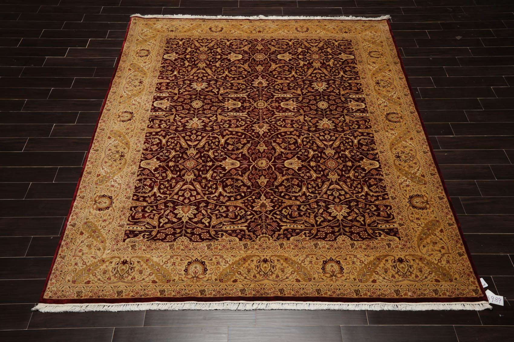 Hand Knotted 100% Wool 16/18 Pak Persian 300 KPSI Area Rug Burgundy 8'3" x 10'1"-1
