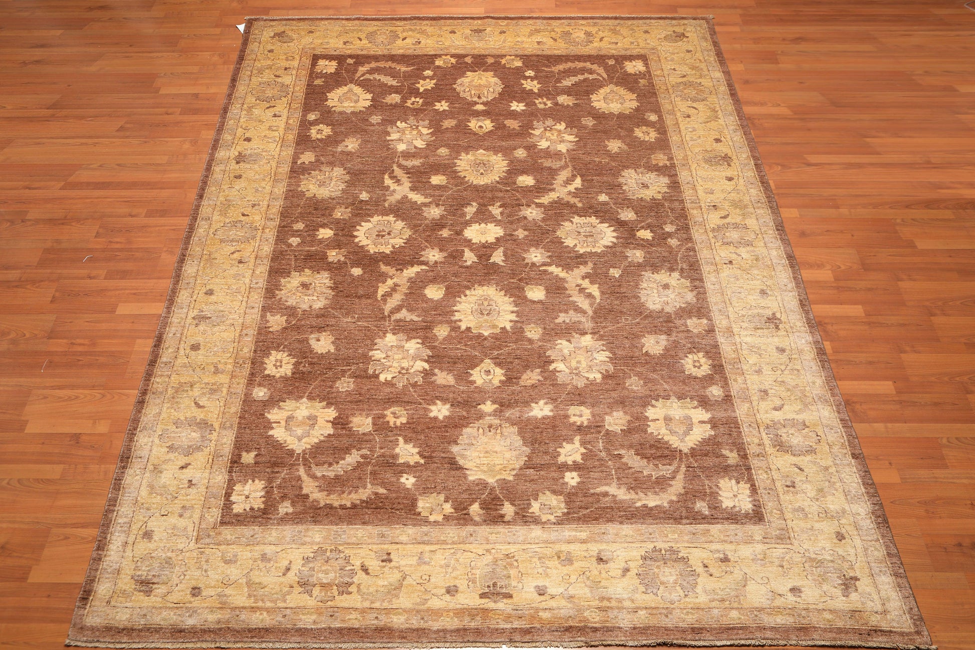8’9" x 12’2"Hand Knotted Peshawar Stone Wash Silky Sheen Oriental Area Rug Brown-1