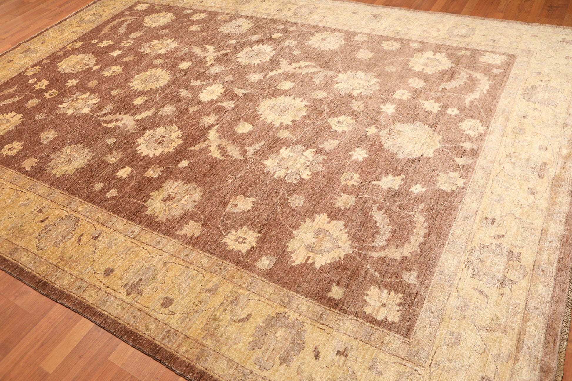 8’9" x 12’2"Hand Knotted Peshawar Stone Wash Silky Sheen Oriental Area Rug Brown-2
