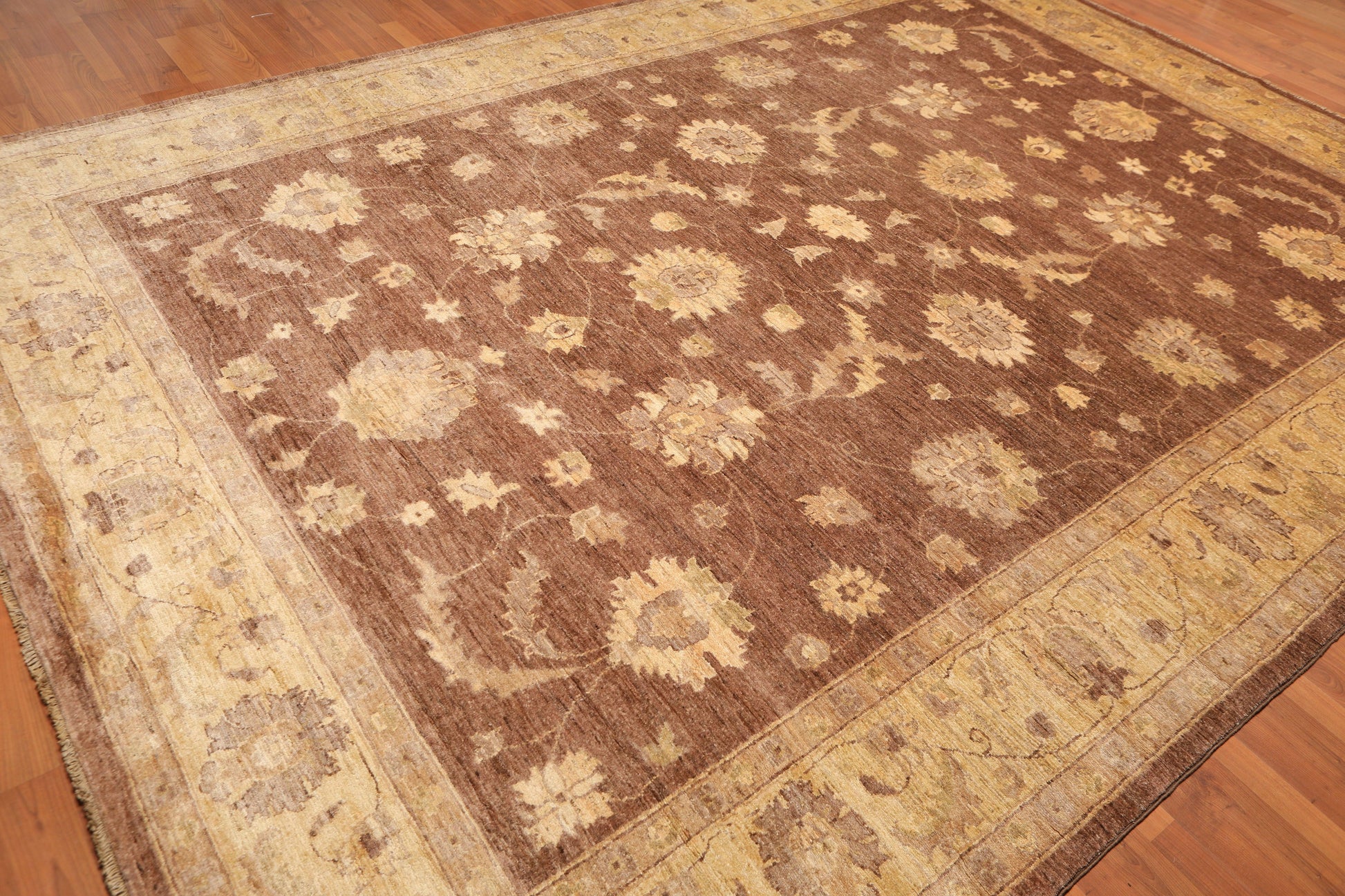8’9" x 12’2"Hand Knotted Peshawar Stone Wash Silky Sheen Oriental Area Rug Brown-3