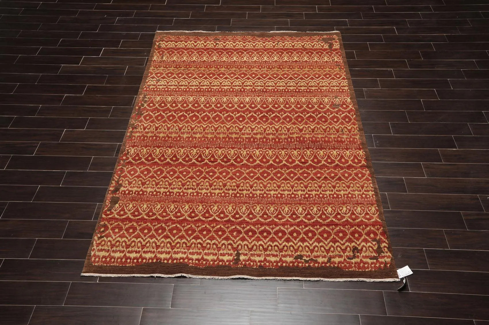 6'1'' x 9' Hand Knotted Wool Peshawar Traditional Oriental Area Rug Terracotta-1