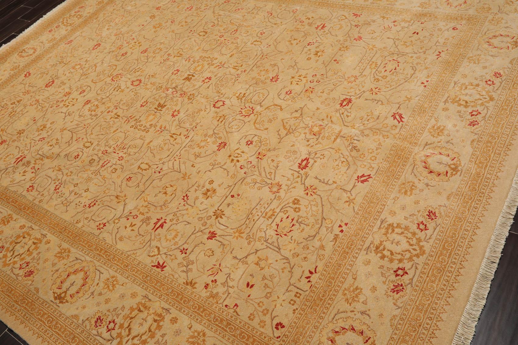 Hand Knotted Wool 16/18 Pak Persian 300 KPSI Oriental Area Rug Tan 8'4" x 10'5"-3