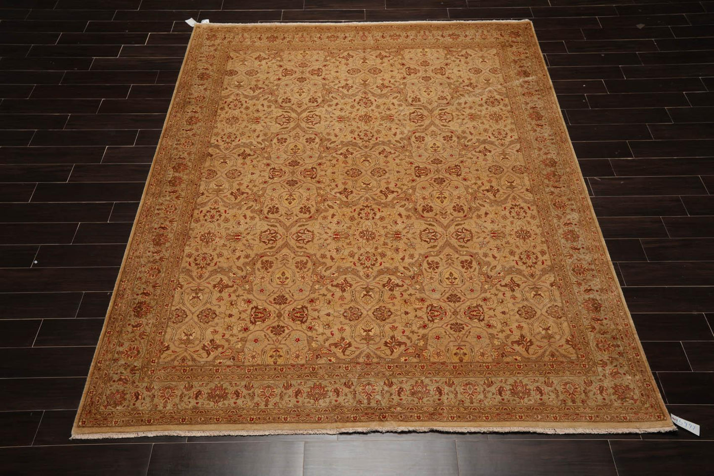 Hand Knotted Wool 16/18 Pak Persian 300 KPSI Oriental Area Rug Tan 7'10" x 9'9"-1