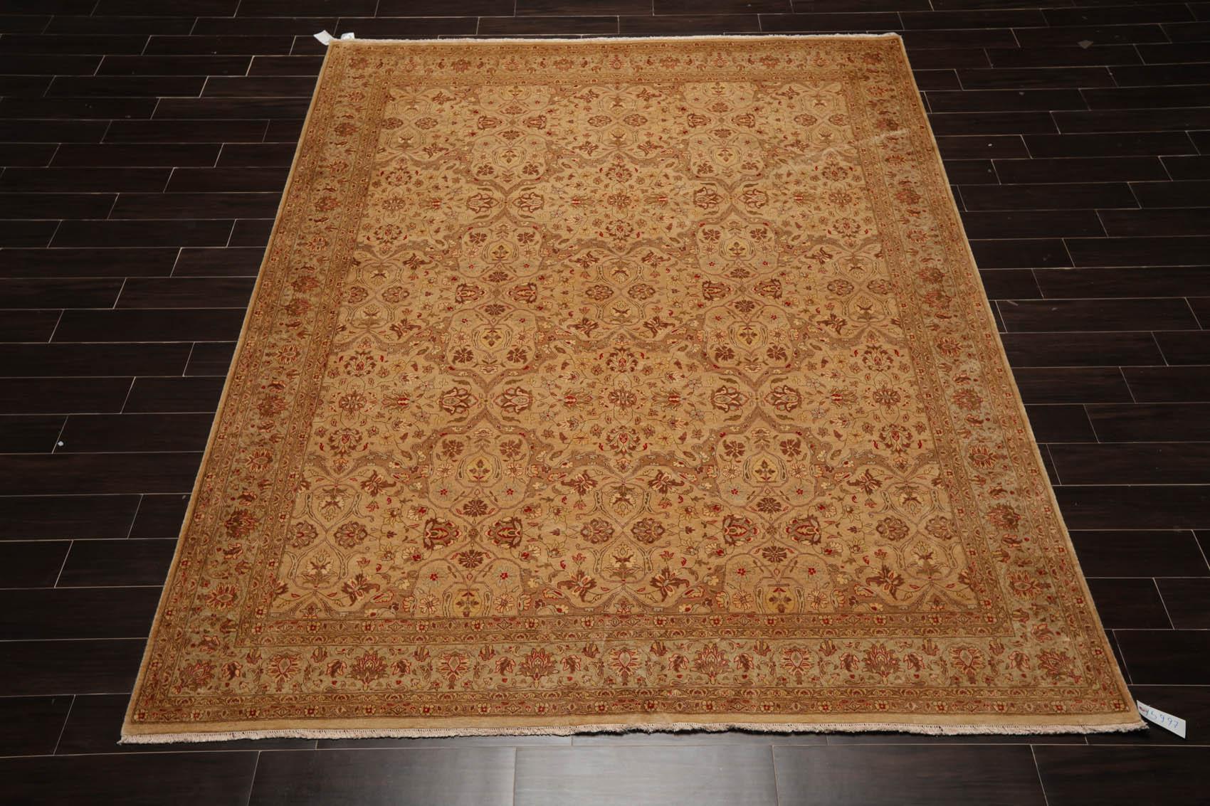 Hand Knotted Wool 16/18 Pak Persian 300 KPSI Oriental Area Rug Tan 7'10" x 9'9"-1