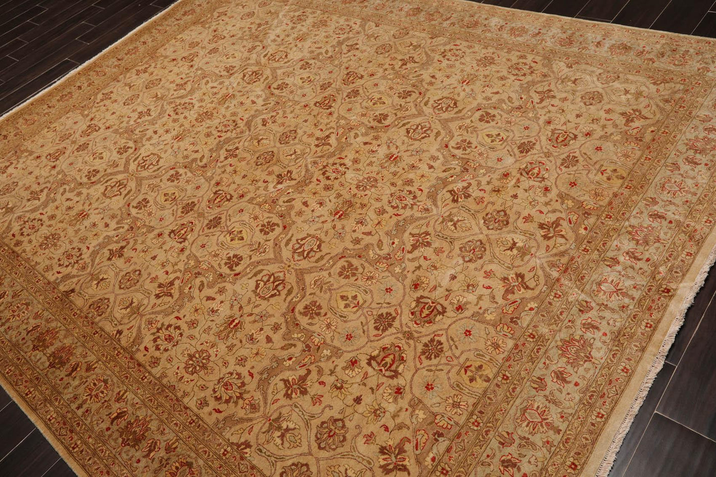 Hand Knotted Wool 16/18 Pak Persian 300 KPSI Oriental Area Rug Tan 7'10" x 9'9"-2