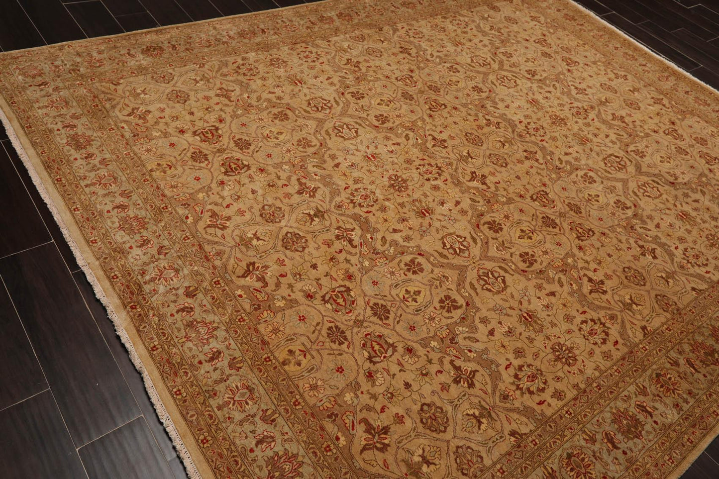 Hand Knotted Wool 16/18 Pak Persian 300 KPSI Oriental Area Rug Tan 7'10" x 9'9"-3